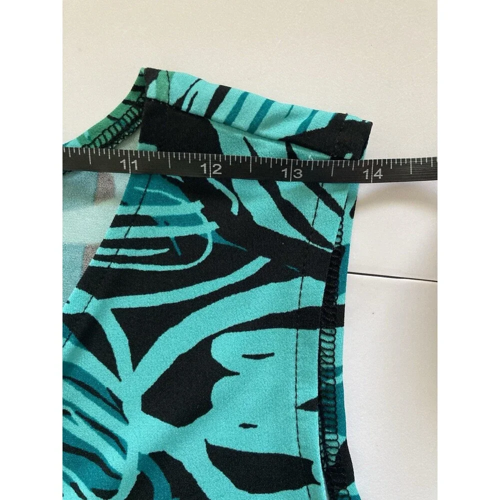 Ruby Rd. Dress Shift PL Floral Blue Green Embellished V-Neck Excellent Condition